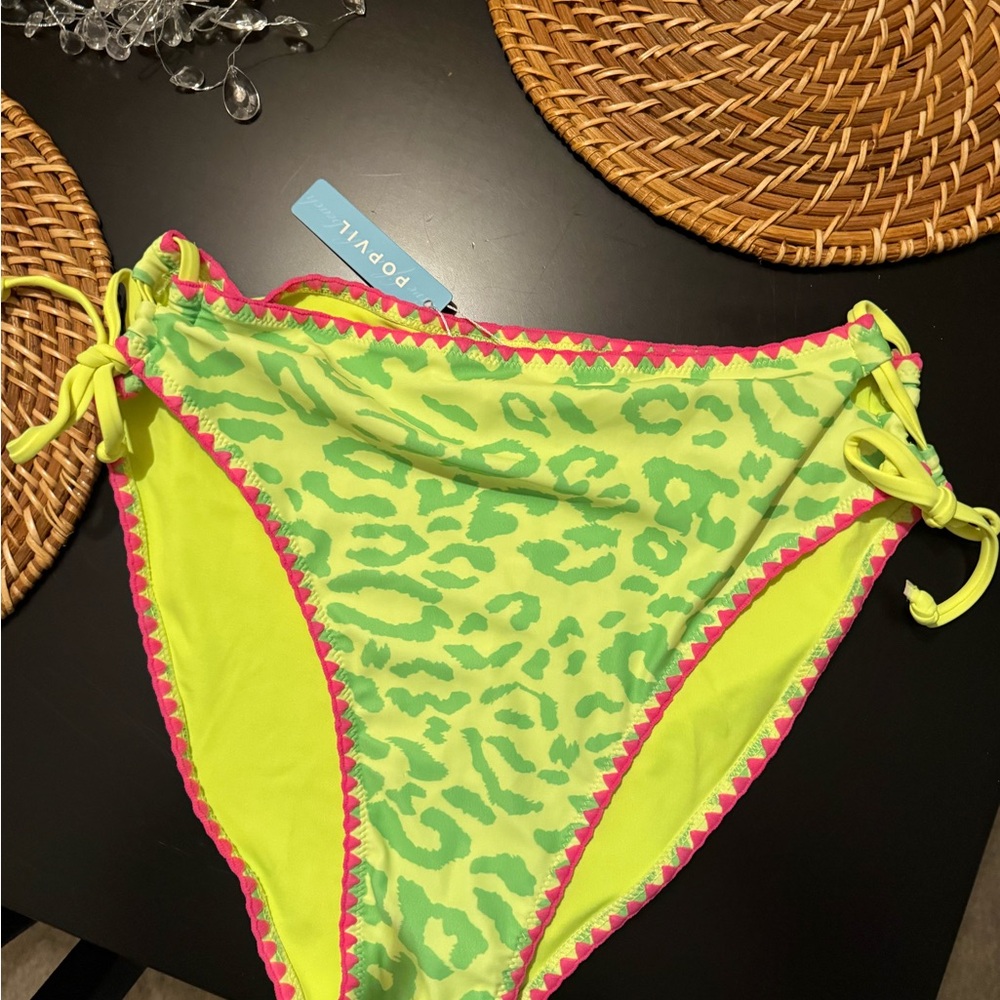 Neon Leopard Print Bikini Bottom High Rise